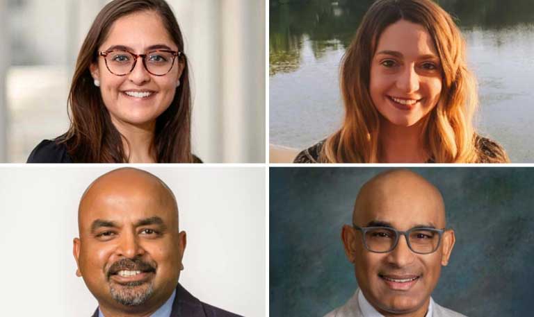 Headshots of Divya Verma, MD; Katrina Barry, MPH; Vijay Balasubramanian, MD, FCCP; Paresh C. Giri, MD, FCCP